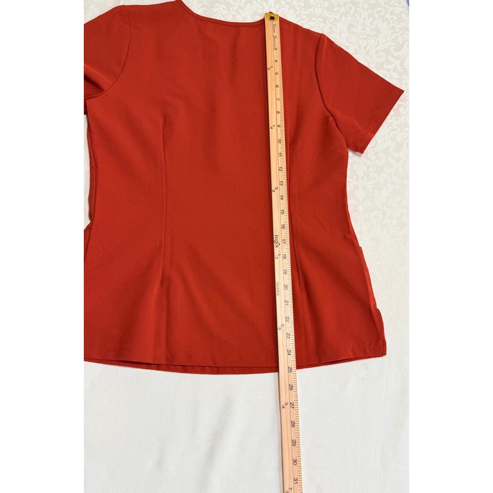 Mandala Women's Rust Orange V Neck Scrub‎ Top With Pockets Size Small Nursing - Picture 5 of 9